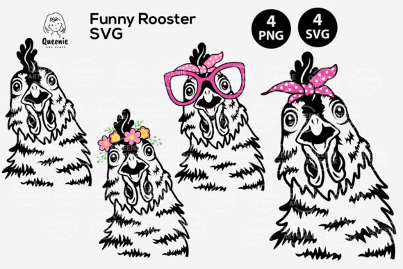 Chicken with Bandana Glasses SVG