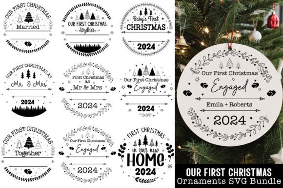 First Christmas Round Ornaments SVG Bund