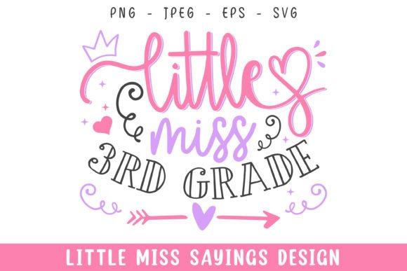 Little Miss 3rd Grade School Svg Design
